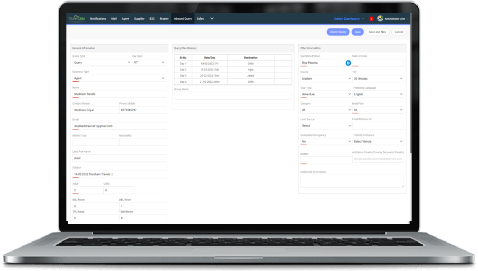 Best travel crm Query Management